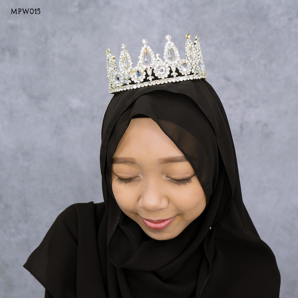 [PRODUK TERBATAS] CROWN FULL ROUND BRIDAL AKSESORIS PERNIKAHAN PUTIH MPW015