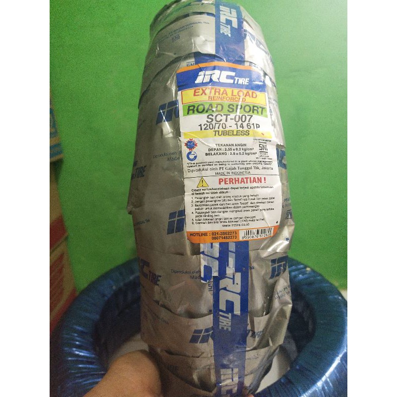 Ban tubeless IRC 120/70 14 free pentil