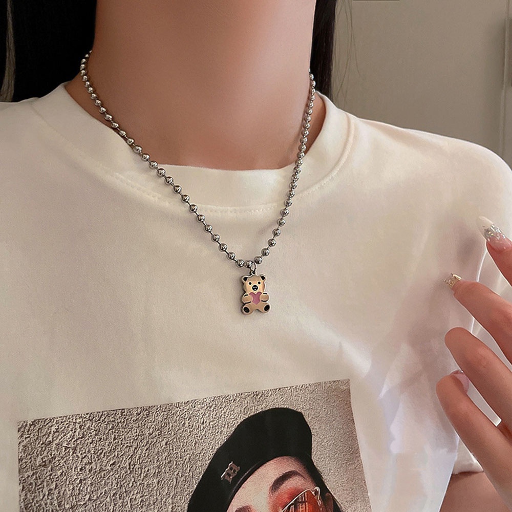 Kalung Rantai Choker Liontin Beruang Lucu Untuk Wanita