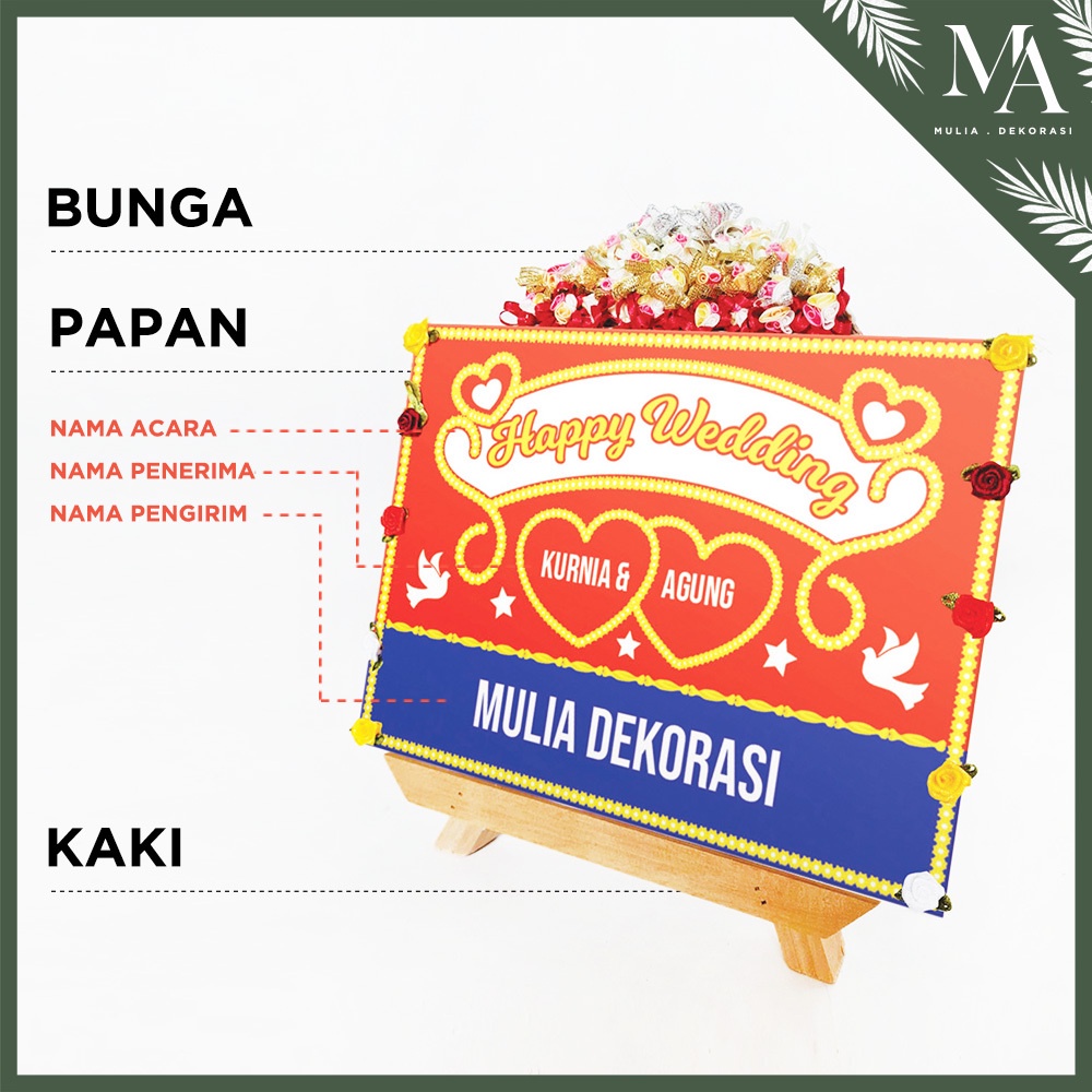 Karangan Papan Ucapan Bunga Mini Gift DIY Custom Graduation Congratulation Engagement Wedding Satu Hari Jadi