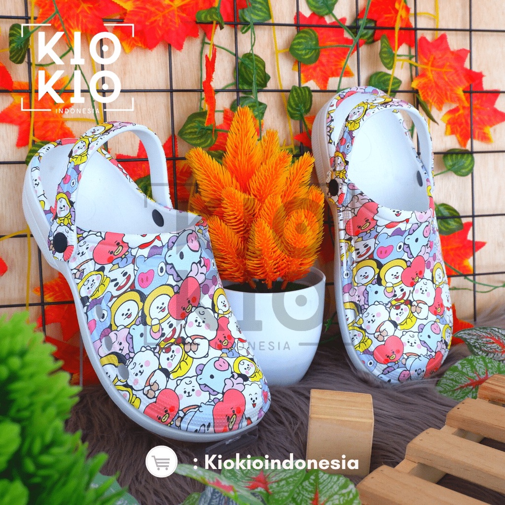 Sandal Kodok kids Couple Ibu dan Anak / Sandal Baim Motif BTS &amp; DUCK Lucu dan Imut size 19 s/d 40