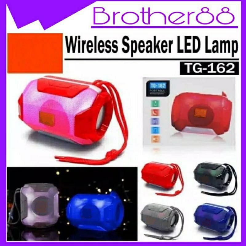 SPEAKER TG162 BLUETOOTH WIRELESS PORTABLE NYALA LAMPU LED EXTRA BASS