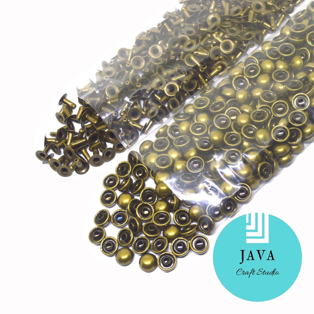 PAKU KELING CENTANG JAMUR 9 MM PER 100 SET WARNA ANTIKGOLD V 9 JMR ATG