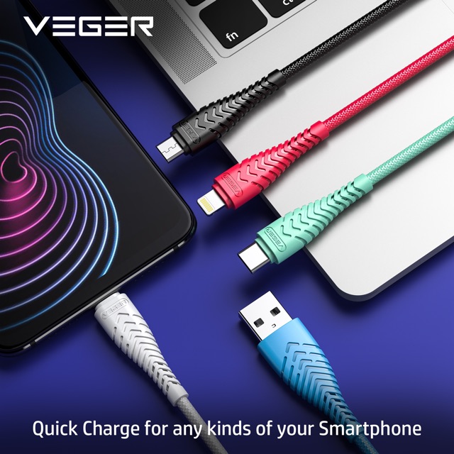 KABEL DATA MICRO V110 VEGER KALENG 2.4A FAST CHARGING PER PCS