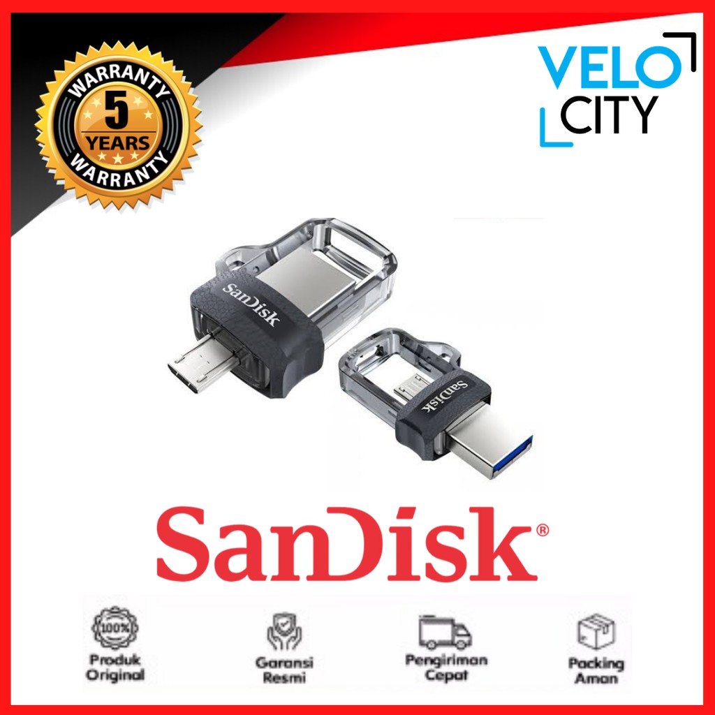 flash disk dual drive 128GB SanDisk Sddd3 Ultra Dual Drive M3.0 USB 3.0 OTG Garansi 5 Tahun