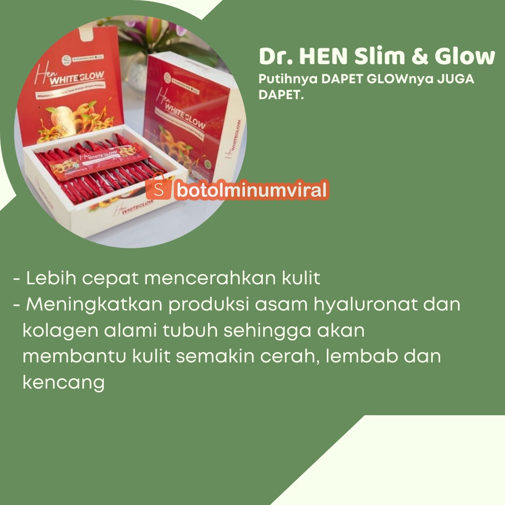 Minuman Kolagen Pemutih White &amp; Glow DNA Salmon L Glutathione Dr Hen