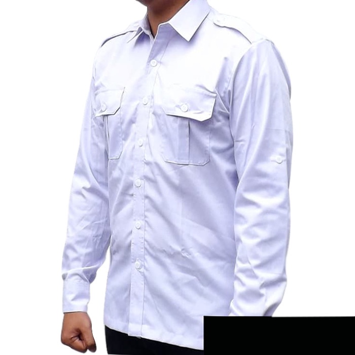 Baju PDH Putih Pria Lengan Panjang-Baju Paskibra Laki LAki SMA-Baju PDH Laki Laki Panjang
