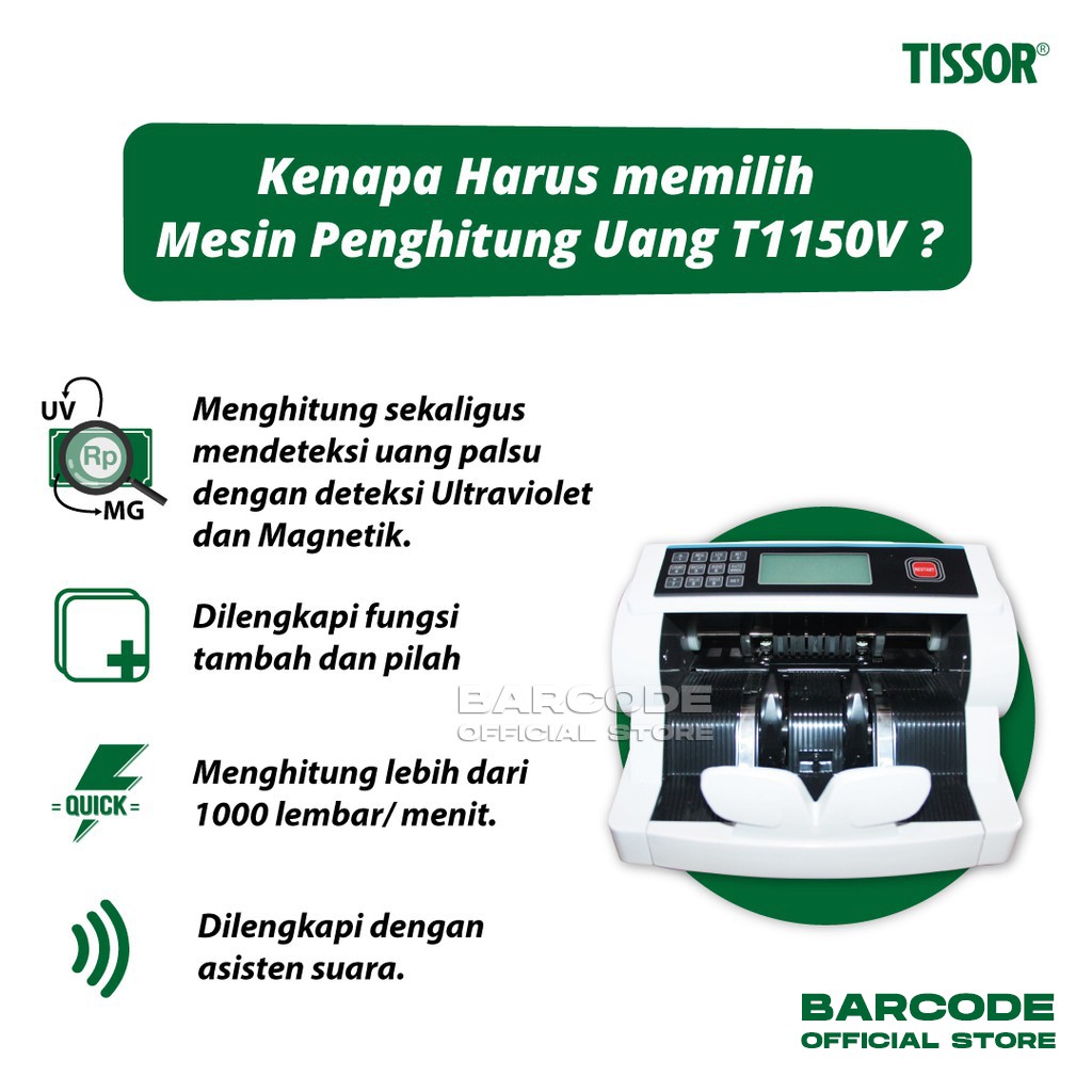 Mesin Penghitung Uang TISSOR T1150V Hitung Deteksi Uang Asli