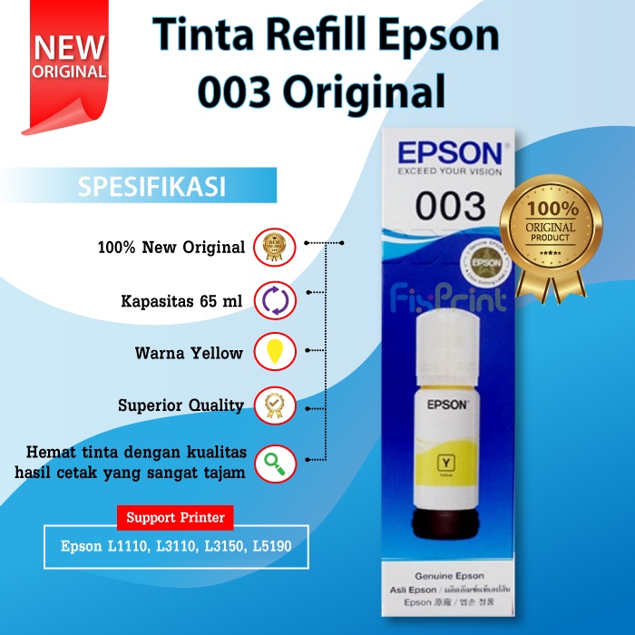 PAKET CMYK Tinta Epson 003 Ink Botol Printer L1110 L3110 L3150 L5190