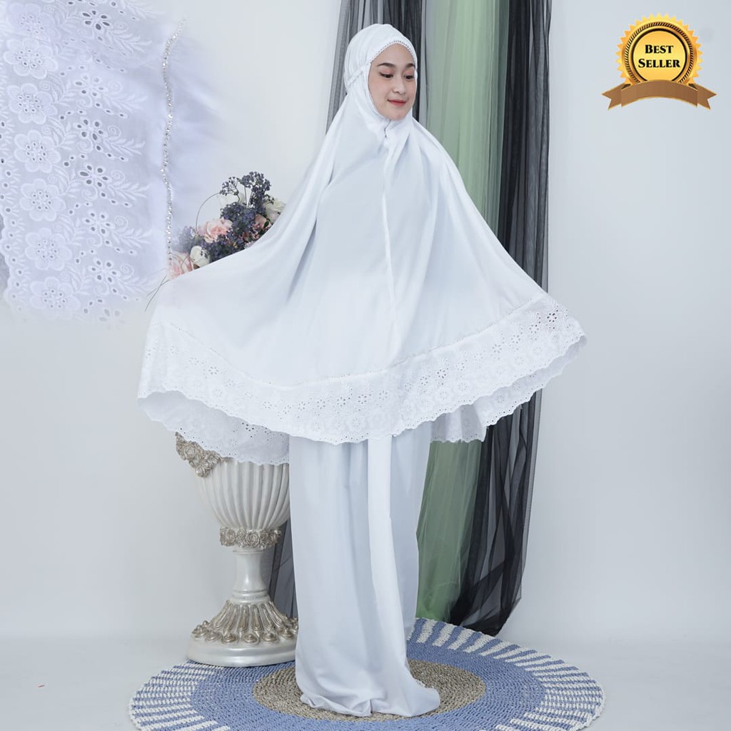 mukena katun putih alesya super murah bahan adem/bisa bayar ditempat/COD