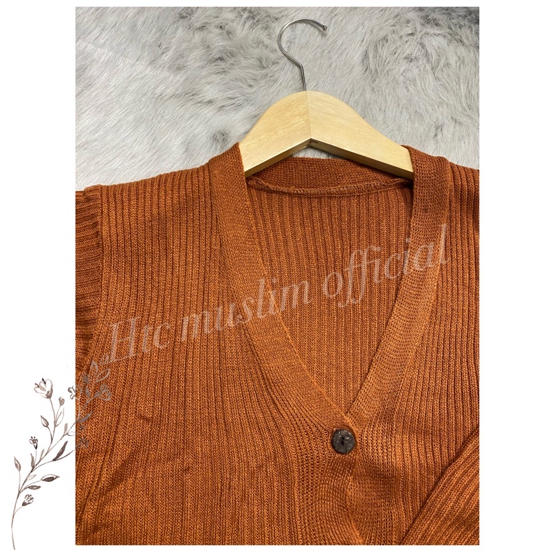 CARDIGAN RAJUT SALUR KANCING BATOK | Cardy Crop Rajut Wanita Oversize-K. BATOK CORAL