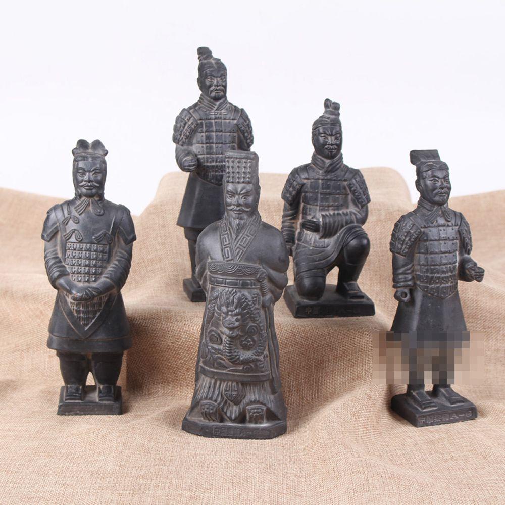 Needway   Terracotta Warriors Qin Shi Huang Miniatur Fitur Kuda Ornamen Dekorasi Ruang Tamu China Imitasi Antik Gaya Cina Kerajinan Terracotta Rumah Patung Tentara