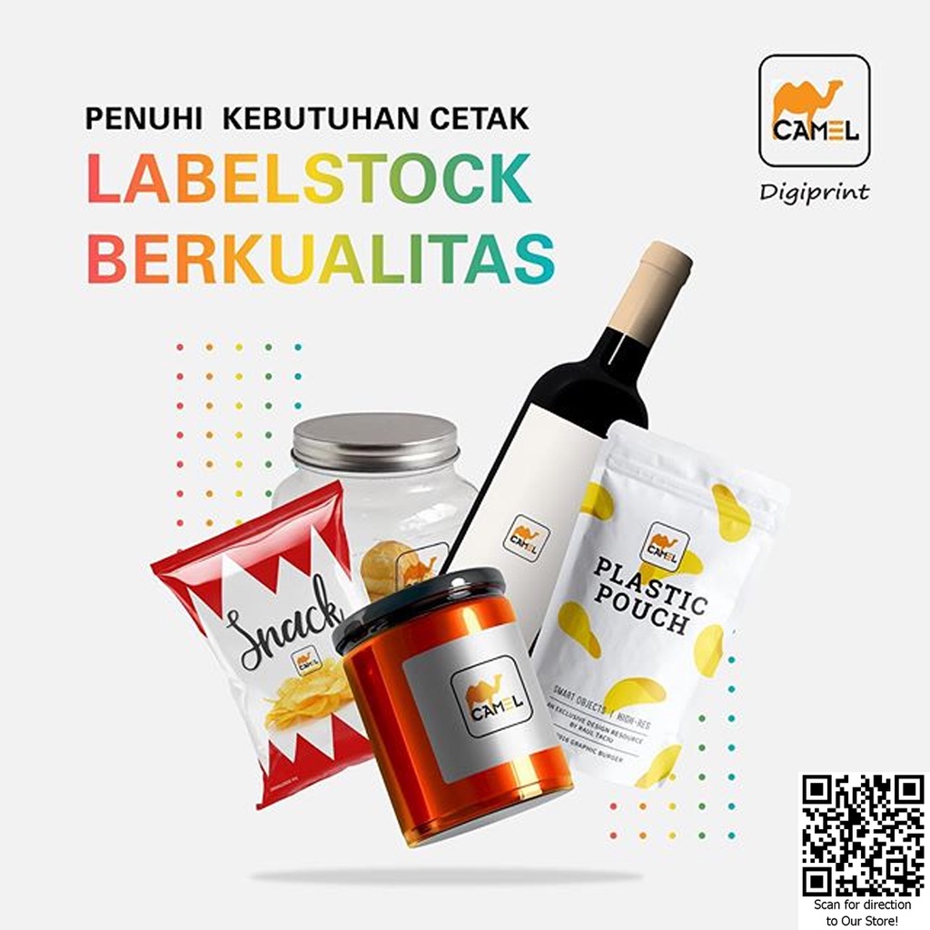 Camel Digiprint Sticker Vinyl Laser A4 White Gloss / Matte Matt Doff / Transparan Clear Repack 20 lembar