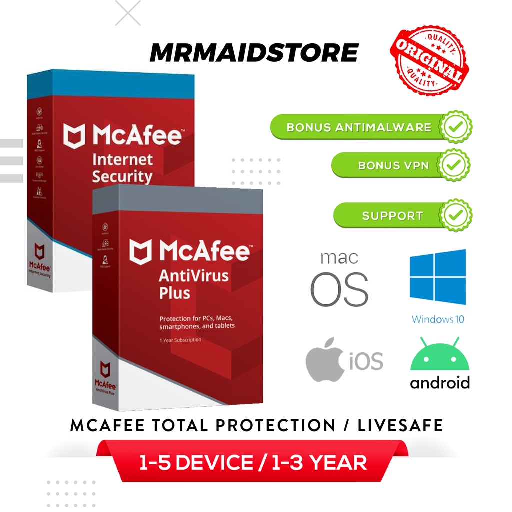 Mcafee Antivirus / Mcafee Internet Security Subscription [ 1 - 3 Year ]