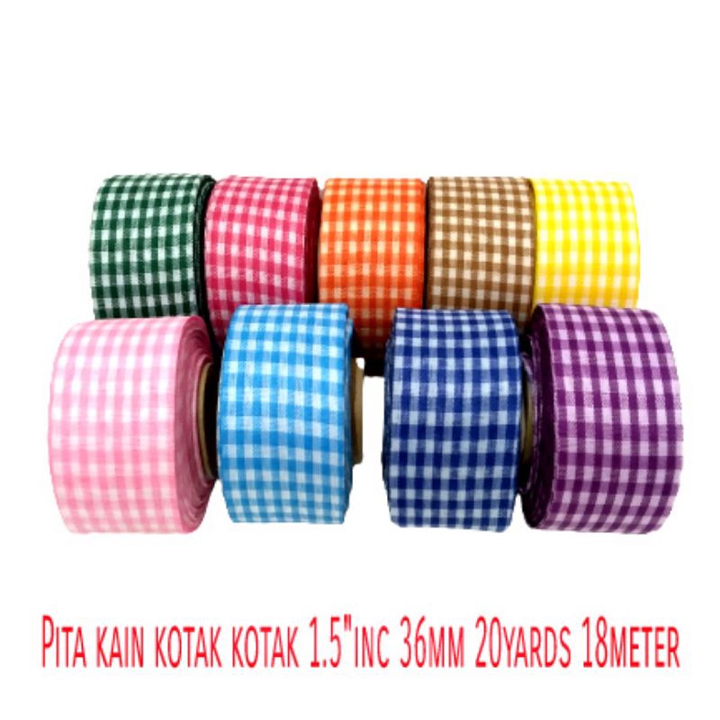 Pita Kain Kotak Kotak 1.5&quot; 36mm 20yards 18meter