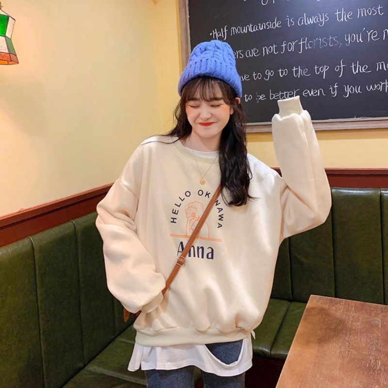 F2sweater - Basic Sweater Hello Okinawa Wanita Sweatshirt Oblong Crewneck Switer Anna