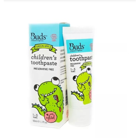 Organic Buds Toothpaste 1-3 Year Green Apple
