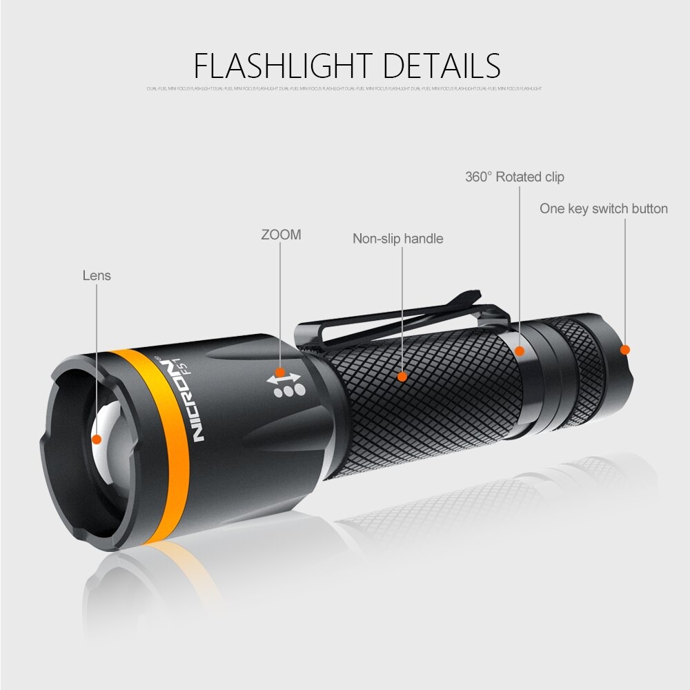 NICRON F51 - Mini Focus Dual- Fuel Flashlight - Senter 600 Lumens