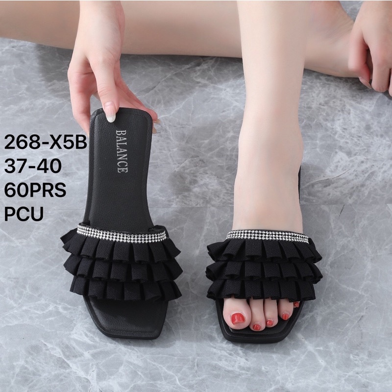 Sandal Selop Renda Tebal Khusus Hitam 268