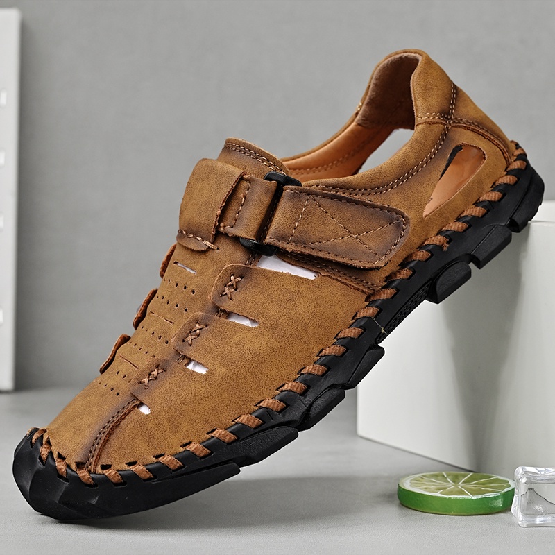 Terbaru Musim Panas Import Outdoor Sandal Hiking Gunung Pria Sepatu Sendal Kulit Asli Nyaman Touring Lentur 192
