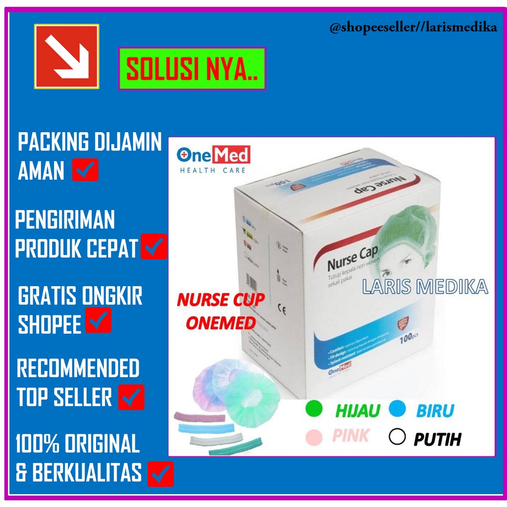 Nurse Cap Merk ONEMED WARNA HIJAU isi 100pcs NURSE CAP ONEMED ISI 100 PCS / NURSE CUP ONEMED / HAIR NET ONEMED / HAIR NET / PENUTUP KEPALA '100 NURSE CAP ONEMED ISI 100 PCS / NURSE CUP ONEMED / HAIR NET