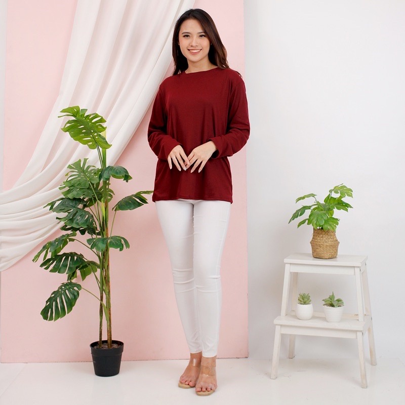 SWEATER LENGAN PANJANG TSHIRT KNIT RIB RAJUT KAOS OBLONG MELAR JUMBO ADEM DAILY BASIC