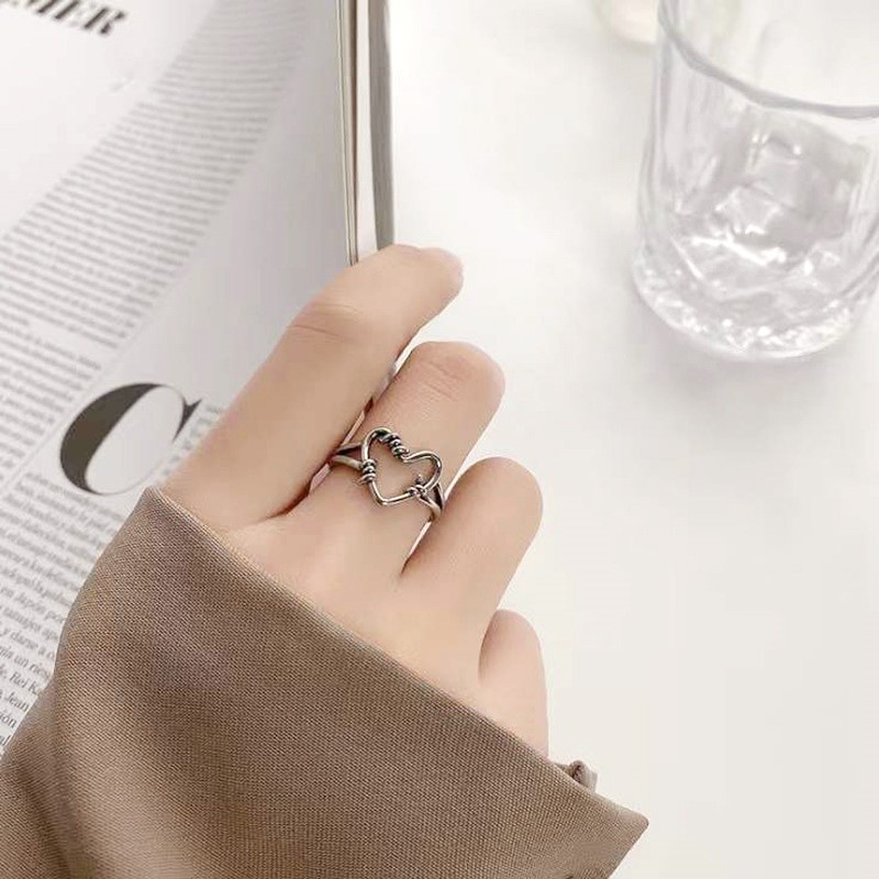 Cincin Rantai Bentuk Hati Gaya Retro Korea Untuk Wanita