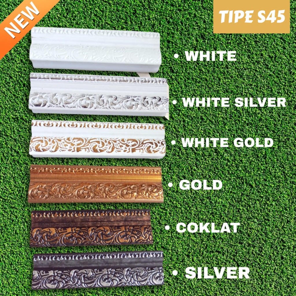 Batangan PIGURA FIBER UKIR TYPE S 45 PANJANG 3 METER/LIS PLAVON// LIS PVC //LIS PROFIL/LIS PLAFON