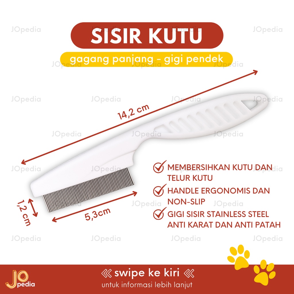 SISIR KUTU Kucing Anjing Serit Besi Bulu Hewan Gagang Panjang Pendek