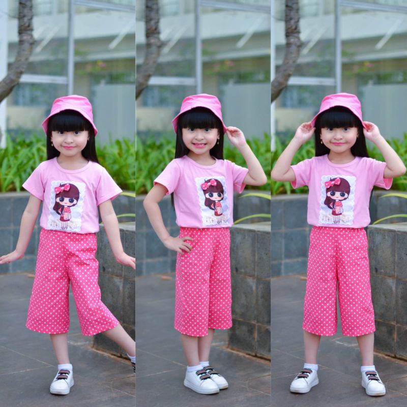 Baju anak perempuan/setelan anak perempuan celana kulot usia 3-11tahun/set kulot anak perempuan/sete