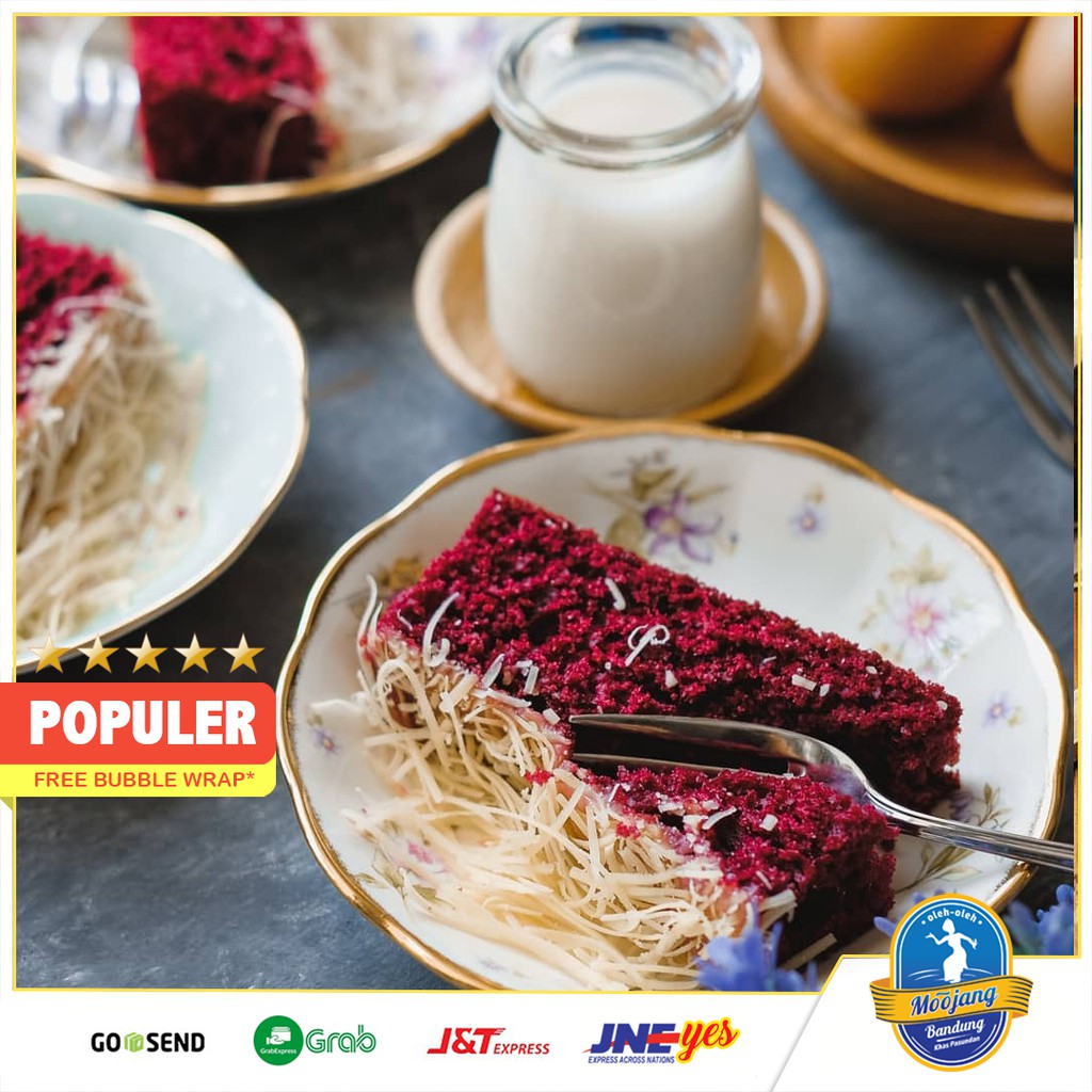 [KHUSUS P. JAWA] Bolu Susu Panggang Red Velvet Moojang Bandung Topping Fla Susu Keju dan OREO Best Seller Redvelvet