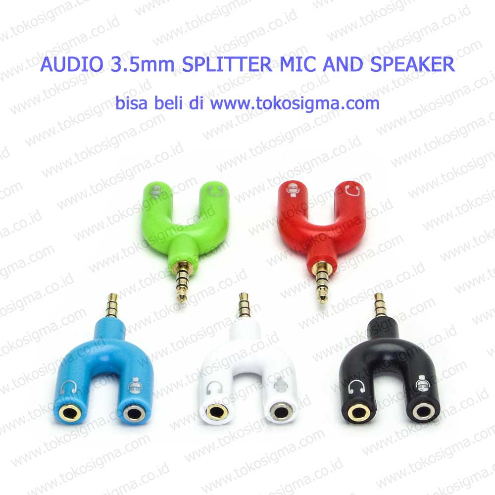 JACK 3.5mm GARIS 3 SPLITTER PEMISAH AUDIO MIC AND SPEAKER BENTUK U