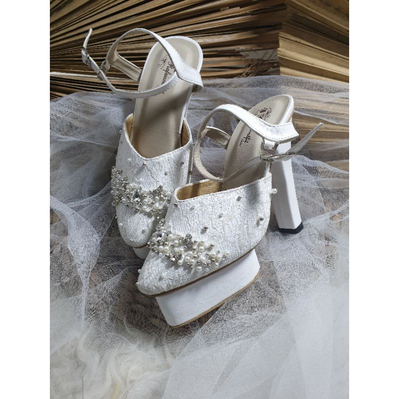 sepatu wedding lumaya putih cantik tinggi 12cm