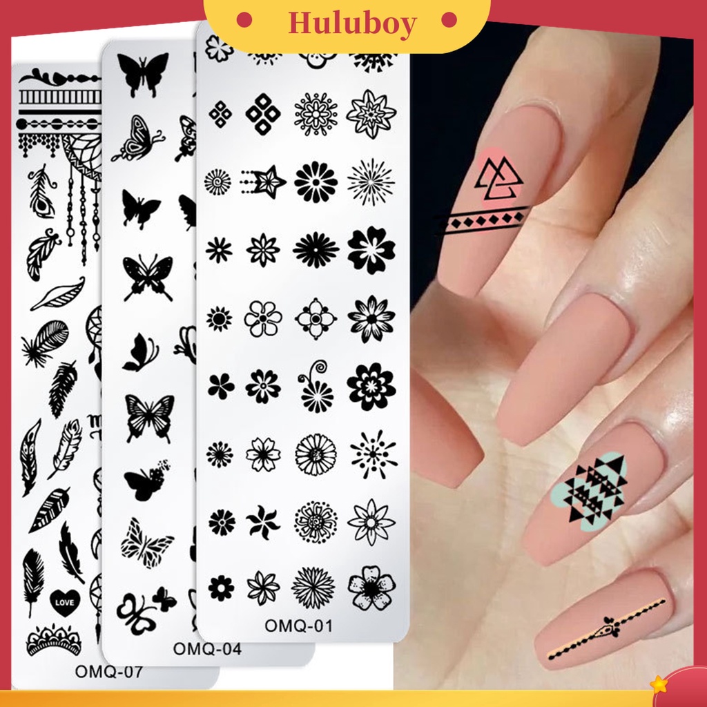 Huluboy Huluboy♡ Alat Stamping Plate Desain Snowflake Natal Bahan Stainless Steel Untuk Nail Art Manicure Wanita