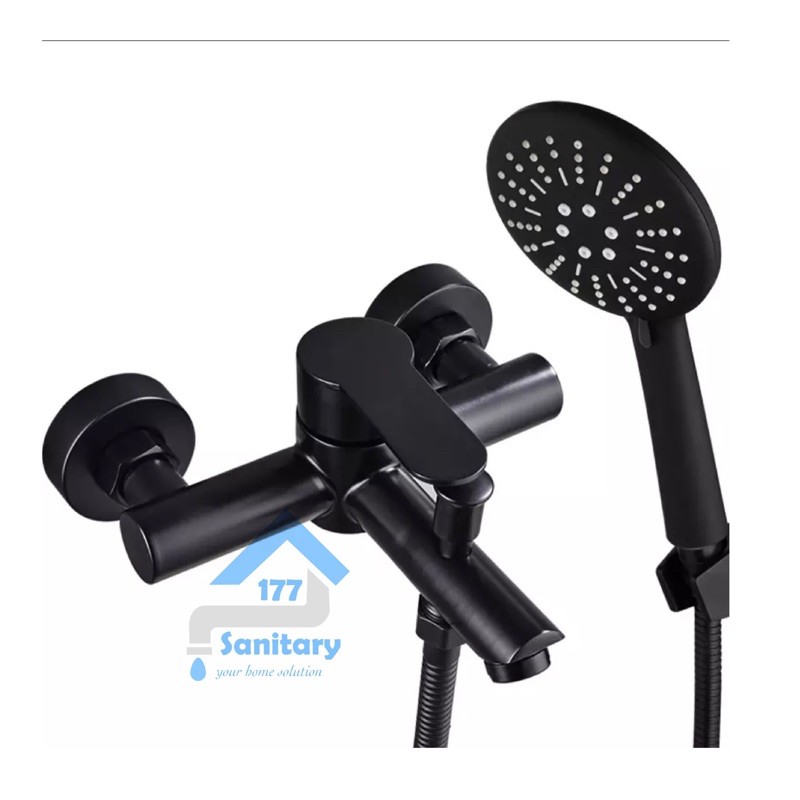 Paket Kran Bathtub Panas Dingin stainless 304 HITAM CF85-Keran air bathtub shower hot cold black matte mixer /A62