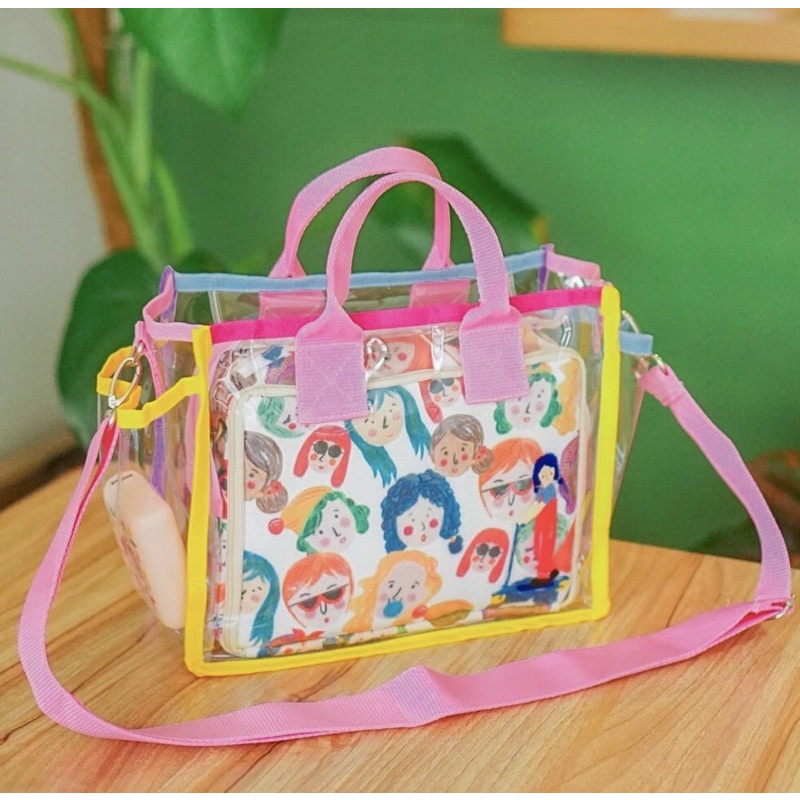 Mini Clear Pubi, Drawstring bag faces, Pouch faces, Bag Strap Faces by Idekuhandmade [PRELOVED]