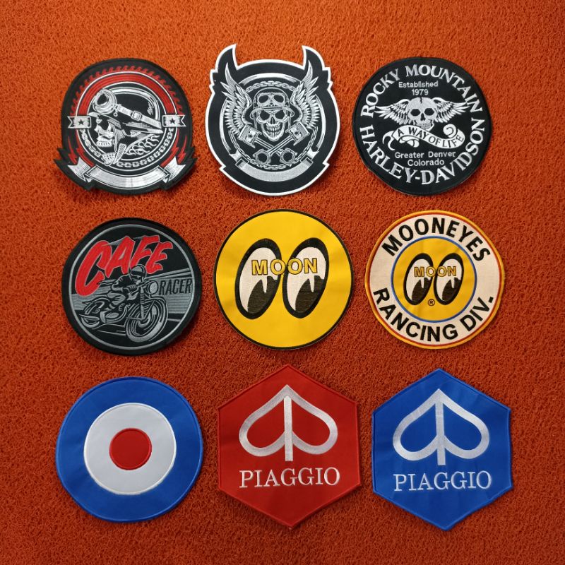 BACKPATCH BORDIR MOONEYES / VESPA EMBLEM UKURAN BESAR UNTUK DI BELAKANG JAKET GROSIR