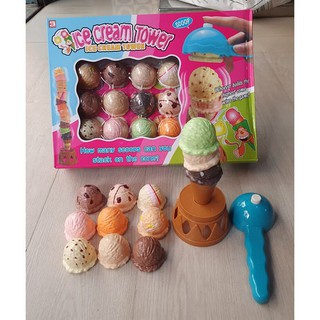  MAINAN  ES  KRIM  SET SCOOP ICE CREAM TOWER BUILDING Shopee 