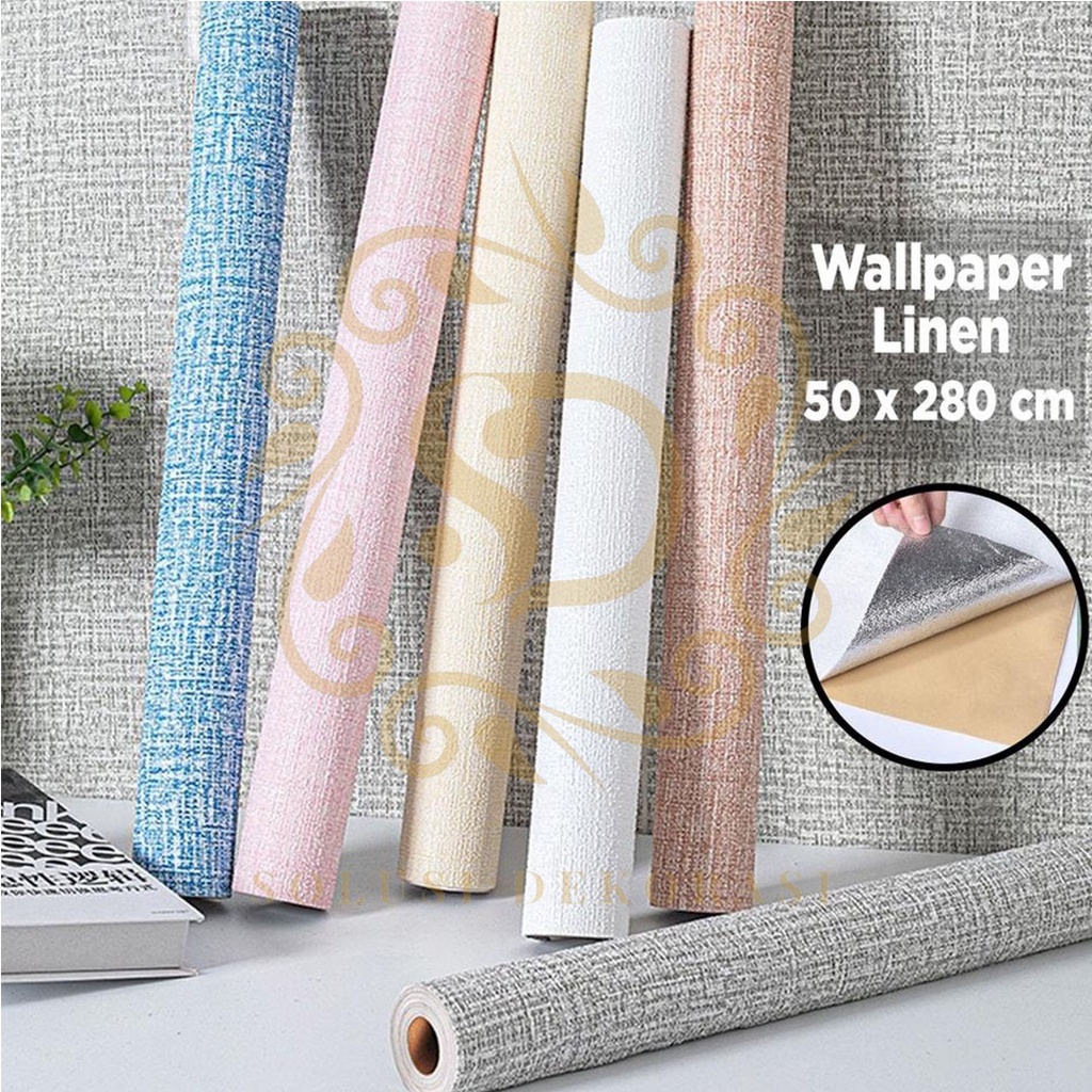 Solusi Dekorasi - Wallpaper Foam Linen Roll - Walpaper Dinding Kamar Tidur - Wallpaper Dinding Kelas Atas - Linen All Colour