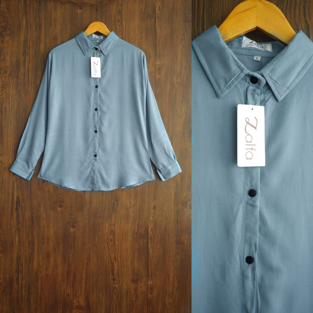 BASIC rayon kemeja by ZALFA OUTFIT-Softblue (R.Twill)