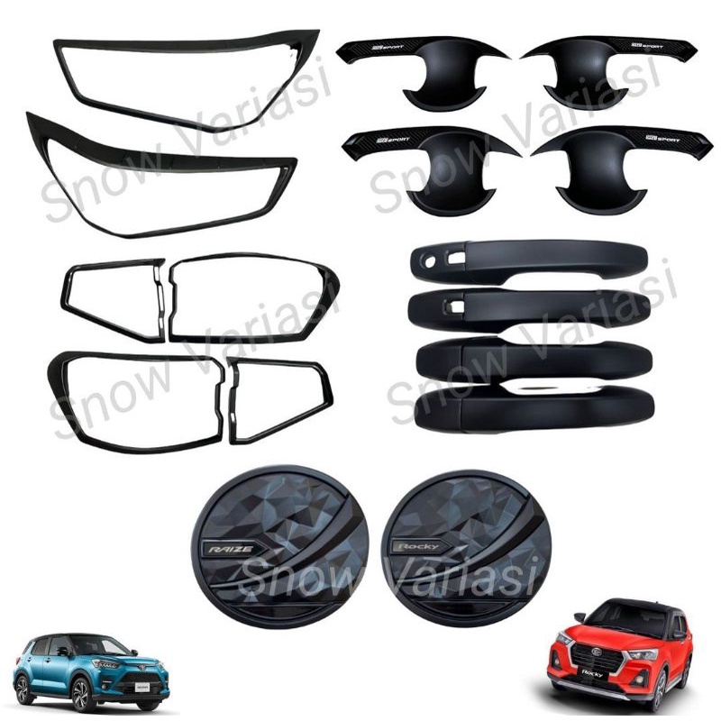 Paket Garnish Depan Belakang Outer Handle Tank Cover Raize Rocky 2021 GR SPORT Hitam