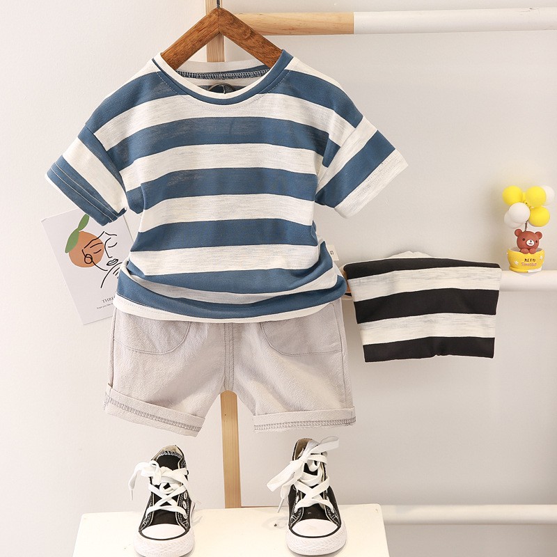 Setelan baju anak laki laki import Setelan anak cowok import baju anak laki laki import motif garis 