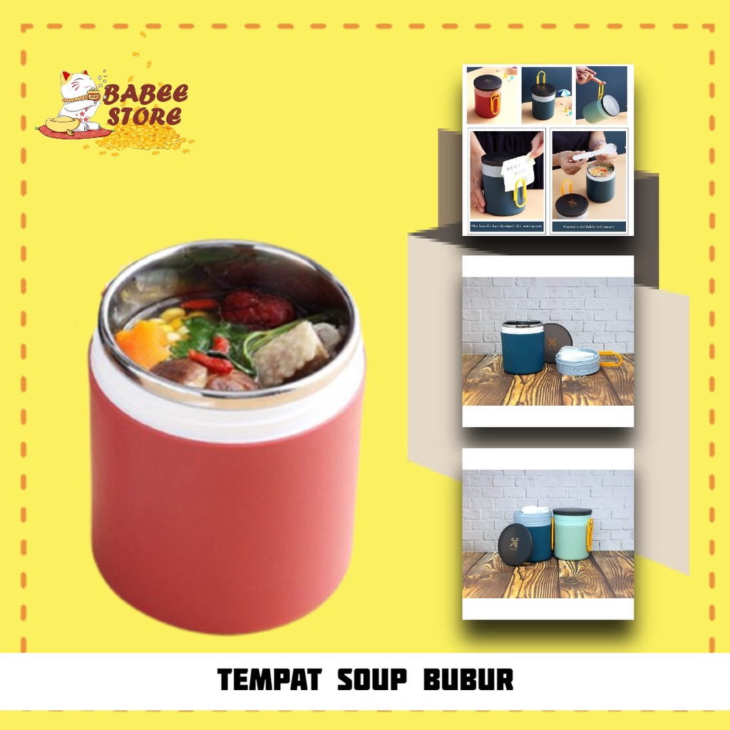 BABEE - TEMPAT SOP SOUP BUBUR STAINLES STEEL / WADAH KUAH TAHAN PANAS ANTI BOCOR FREE SENDOK