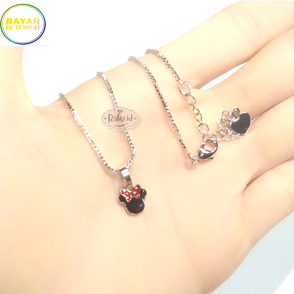 RAKA Acc - Kalung Anak MINNIE MOUSE Pita Hitam Xuping Gold &amp; Silver Perhiasan Cantik Anak 181