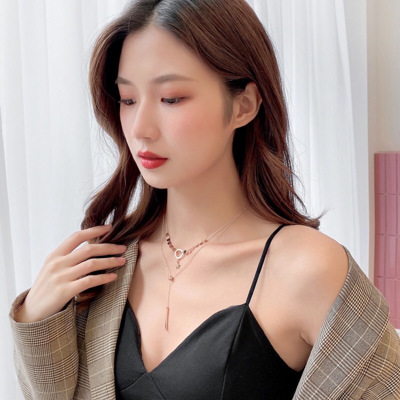 Kalung Titanium 2 Layer Premium Korea Fashion Style Trending