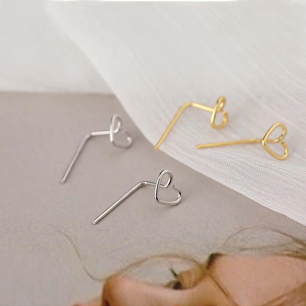 Needway   Ear Hook Temperamen Gadis Wanita Perak Hati Kecil Korea Anting Cinta