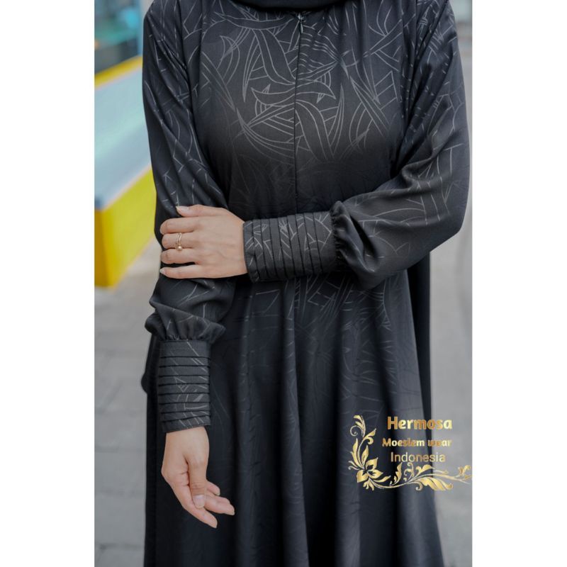 GAMIS EMBOS HITAM /GAMIS YORIS CALTRI motif Abstrak