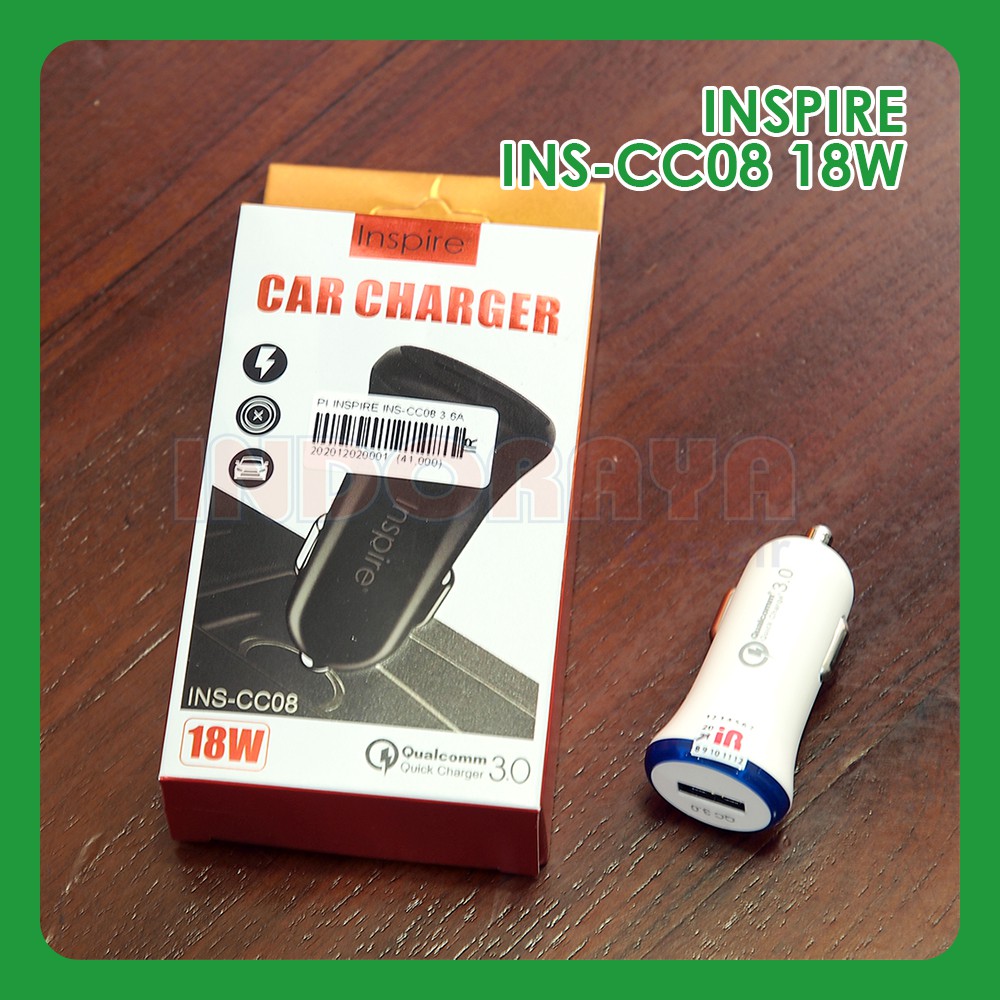 CHARGER MOBIL FAST CHARGING CAR CHARGER 1 PORT 3.6A INSPIRE INS-CC08 QUALCOMM 3.0 CHARGER MOBIL