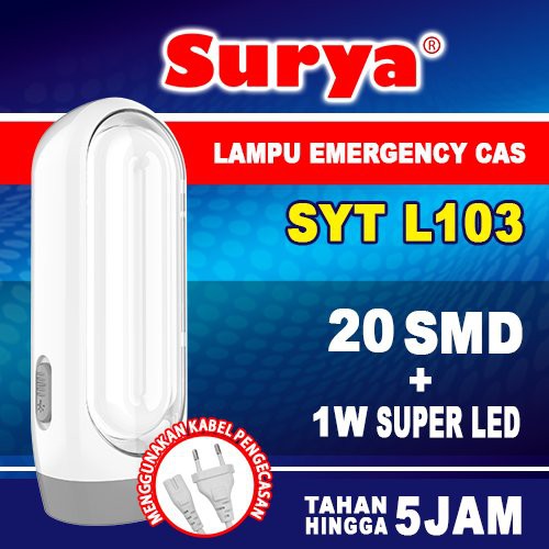 Surya Lampu Emergency Rechargeable 2 In 1 Syt L103 - 20smd 1w Super Led Dan Senter