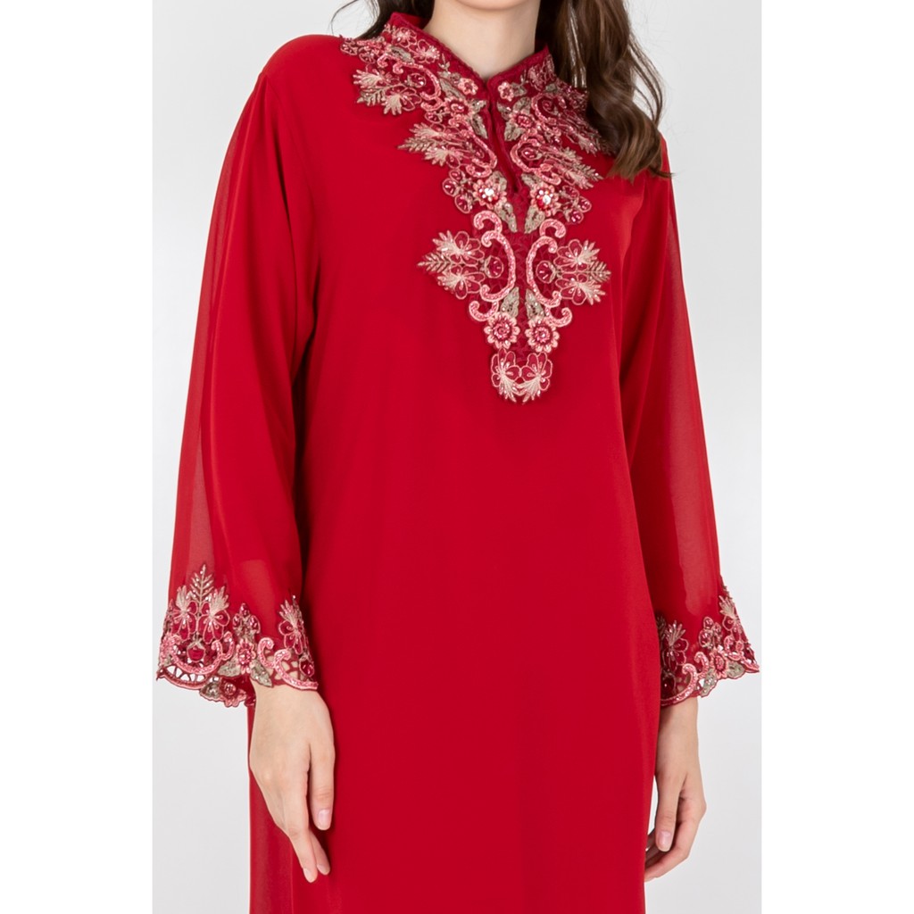 ICONS EMBELLISHED MANDARIN COLLAR GAMIS LEBARAN MODERN MEWAH FASHION WANITA MUSLIM TNIC0509BB